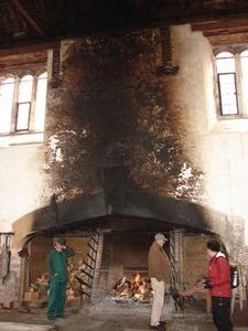 The big fire place in the kitchen