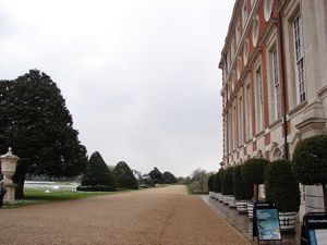 At the rear of the palace