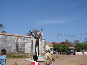 This statue was errected a few years ago to show that there will never be slavery in this area ever again. 