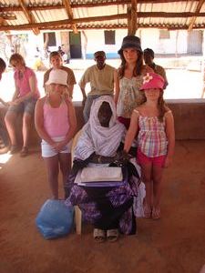 Litty, Ellen, & Isobel with the chief of Juffure (Mrs Tako Taal)