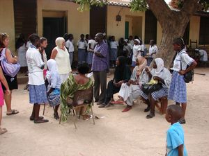 Outside the home economics room