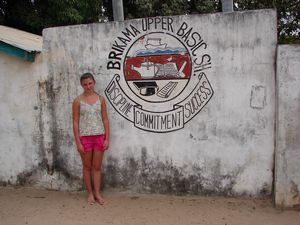 Ellen outside the school