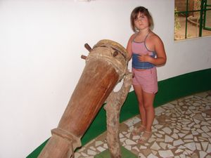 Izzy playing a drum